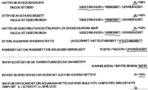 Handschriftliche Wasserbett Referenzen