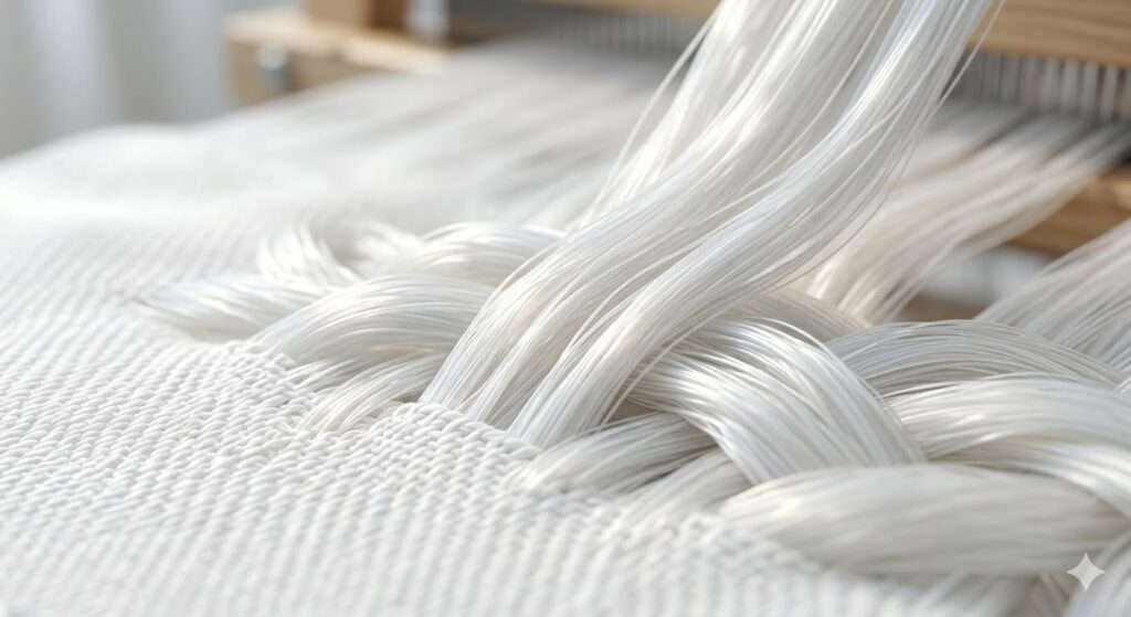 Nahaufnahme Tencel-Faser Struktur für High-End Wasserbett-Auflage