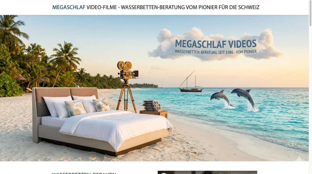 Megaschlaf Wasserbetten Beratung Filme Pionier Schweiz Karibik Delfin