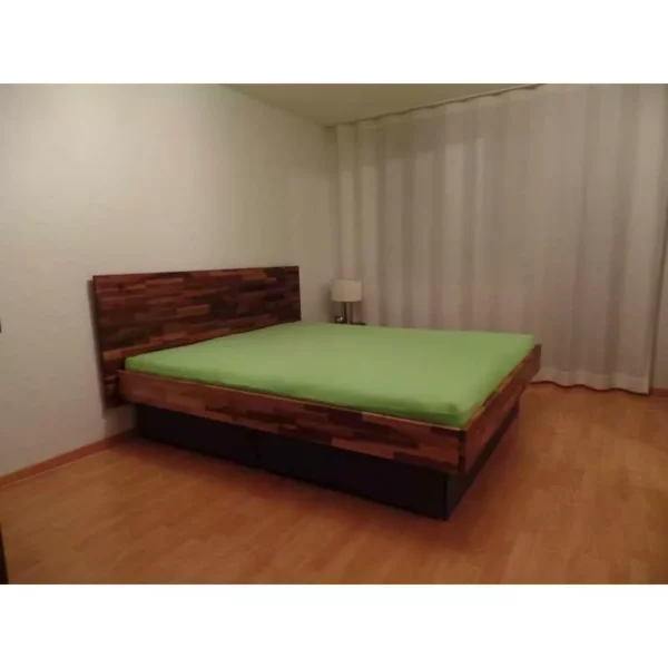 Biowasserbett massiv Nussbaum Sockel schwarz 25 cm