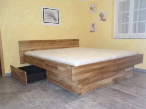Wasserbett Eiche Schubladen Kopfteil