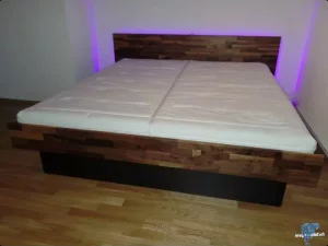 Wasserbett Nussbaum Kopfteil bündig Boden