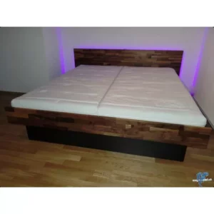 Wasserbett Nussbaum Kopfteil bündig Boden